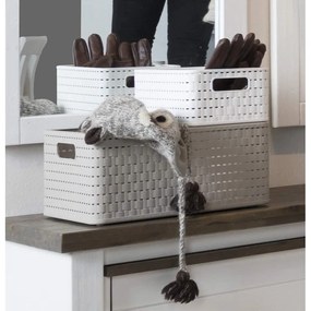 Biely úložný košík z recyklovaného plastu Country - Rotho