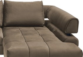 Rohová sedacia súprava Paris, svetlo hnedá látka, pravý roh