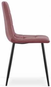 Jedálenská stolička KARA zamatová ružová / čierne nohy
