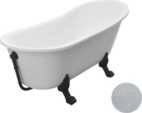 Besco Akrylátová voľne stojaca vaňa Olaya Glam S 160x68 s prepadom BESCO-Typ výpuste: Click-Clack s prepadom, čierna matná, BESCO-Nôžky: Chróm