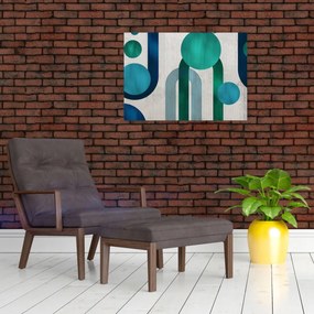 Sklenený obraz - Čiary a kruhové tvary (70x50 cm)