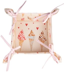Béžový bavlnený košík na pečivo so zmrzlinou Frosty And Sweet - 35*35*8 cm