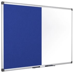 Bi-Office Popisovacia magnetická tabuľa a textilná nástenka, biela/modrá, 1200 x 900 mm