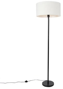 Stojacia lampa čierna s bielym tienidlom 50 cm - Simplo