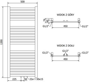 Mexen Hades, elektrické vykurovacie teleso 1200 x 500 mm, 600 W, zlatá lesklá, W104-1200-500-2600-50