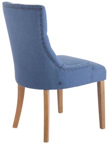 Jedálenská stolička Aberdeen - látka, drevené nohy antik svetlé - Modrá