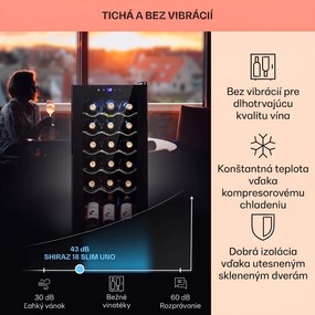 Klarstein Shiraz 18 Uno, vinotéka, 50 l, 18 fliaš, 5-18°C, dotykový ovládací panel