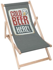 Drevené plážové lehátko Cold Beer Here