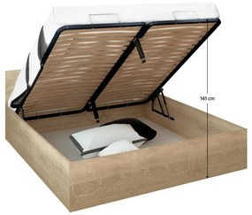 Tempo Kondela Posteľ s kovovým roštom a úložným priestorom, 180x200, dub sonoma, DOLI