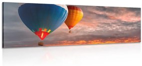 Obraz prelet balónov nad horami - 120x40