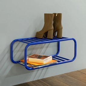 Modrá kovová závesná skrinka na topánky 72x28x35 cm Retro – Spinder Design