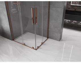 Mexen Velar L Duo, sprchový kút s posuvnými dverami 100 x 90 cm, 8mm číre sklo, ružové zlato, 871-100-090-02-03-60