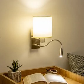 Brilagi -LED Flexibilná nástenná lampa NUBILA 1xE27/25W/230V+LED/3W matný chróm/krémová