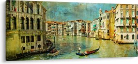 Obraz - Benátsky kanál a gondoly (120x50 cm)