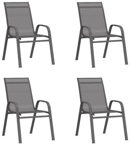 Stohovateľné záhradné stoličky 4 ks sivé textilénová látka