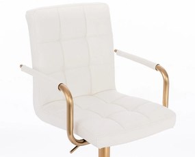 LuxuryForm DESIGN Stolička VERONA GOLD na zlatej podstave s kolieskami - biela
