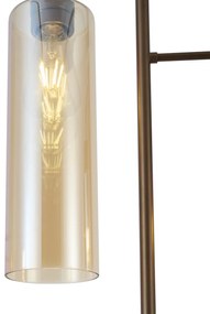 Hotelová elegantná stojaca lampa tmavý bronz s jantárovým sklom 2-svetlá - Stavelot