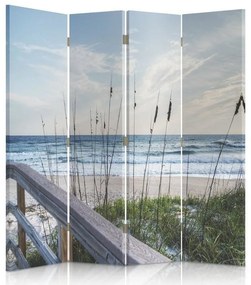 Ozdobný paraván Duny na mořské pláži - 145x170 cm, štvordielny, obojstranný paraván 360°
