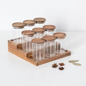 JJA Sada 9ks koreničiek s akátovým viečkom (180ml) + schodíky na koreničky AKAT HARMONY