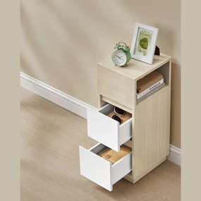 Nočný stolík ROBIN, 30x25x65cm, biela/béžová Vasagle