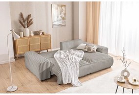 Svetlosivá menčestrová rozkladacia/s úložným priestorom rohová pohovka (pravý roh) Sarina – Ropez