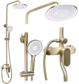Rea Drop, sprchový set s ručnou a hlavovou sprchou, zlatá matná, REA-P7063