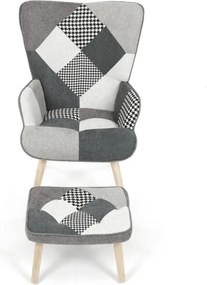 Kreslo patchwork s podnožkou AK-305B PWBK2