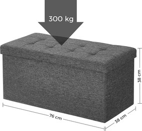 Taburetka 80 L, lavica s úložným priestorom, nosnosť 300 kg, tmavosivá