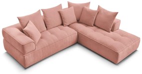Ružová ženilková rohová pohovka (pravý roh/do L) Whesley – Bobochic Paris