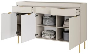Komoda Sentia 157 cm s 3 zásuvkami - kašmírová / zlatá