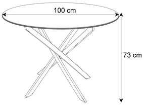 OKRÚHLY JEDÁLENSKÝ STÔL PASCAL ZLATÝ LESK + BIELE MRAMOROVÉ SKLO 100 cm