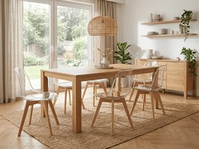 Transparentná stolička KITO s bukovými nohami