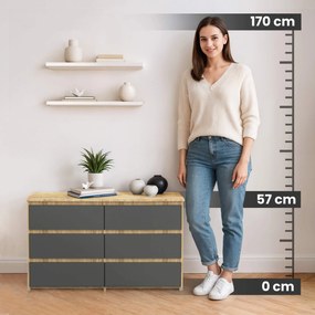 Komoda CL6 100 cm dub artisan/grafitově šedá