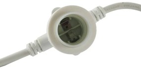 DECOLED Svetelná girlanda pre žiarovky s päticou E27, 50 m, 50 objímok, biely kábel, IP67