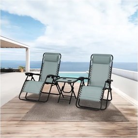 MI Sada 2x ležadlo DELUX zelené + stolík