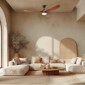 ZEVENTI - LED stropný ventilátor GINOSA LED/18W/230V Wi-Fi Tuya čierny/dub + DO