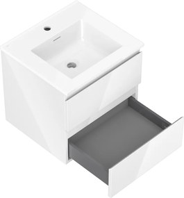 Mexen Orio, kúpeľňová skrinka 50 cm s umývadlom Otis, 2 zásuvky, biela lesklá, 91A10-05047-2-BFF00-W18M00