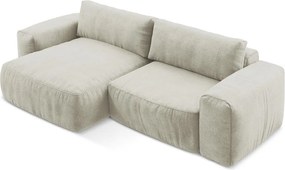 Béžová ženilková rozkladacia rohová pohovka (ľavý roh/s leňoškou) Kuki – Makamii