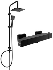 Sprchový set MEXEN Tord - termostatická sprchová batéria Cube čierny
