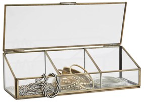 MADAM STOLTZ Sklenená krabička s priehradkami Antique Brass
