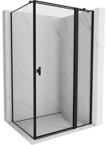 Mexen Mist T, sprchový kút s krídlovými dverami, pravý, 70 x 110 cm, 8mm číre sklo, čierny profil, 8A4T-070-110-70-70-P