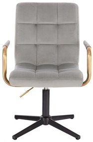 LuxuryForm DESIGN Stolička VERONA GOLD VELUR na čiernom kríži - svetlo šedá