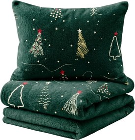 Mikroplyšové obliečky CHRISTMAS DRIFT zelené Rozmer obliečky: 2 ks 70 x 90 cm | 200 x 220 cm
