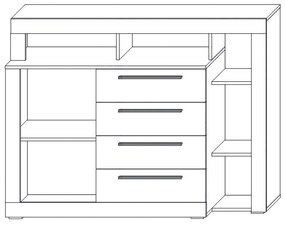 Komoda so zásuvkami Malbo CH - sivý dub craft / biely dub craft