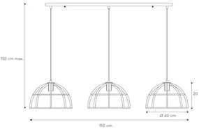 Lucide 76464/03/30 - Luster na lanku DIKRA 3xE27/60W/230V