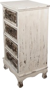Bielo-hnedá antik drevená komoda so šuplíkmi Vivvien - 44*35*81 cm