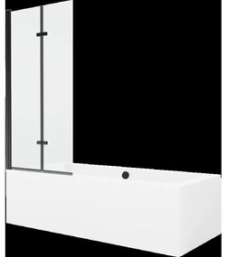 Mexen Cube obdĺžniková vaňa 170 x 80 cm s obkladom a 2-krídlovou zástenou 80 cm, Transparentné, Čierna - 550517080X9208027000