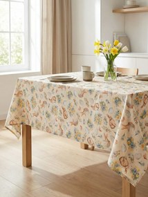 Veľkonočný hranatý obrus 120 x 120 cm - Zajačikovia béžový