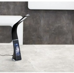Immax 08947L -LED Stmievateľná stolná lampa s displejom LEATHER LED/7W/230V čierna