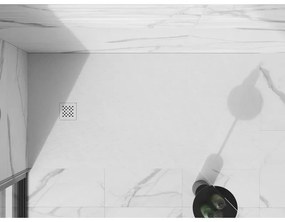 Mexen Stone+, obdĺžniková vanička z minerálneho kompozitu 180 x 70 cm, biela, biela krytka, 44107018-W